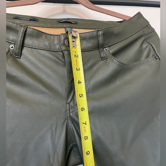 Wild Fable Women's Low-Rise Faux Leather Flare Pants in olive green - Picture 5 of 7